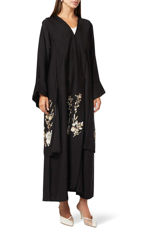Layered Abaya With Sequin Embroidery – Rauaa official